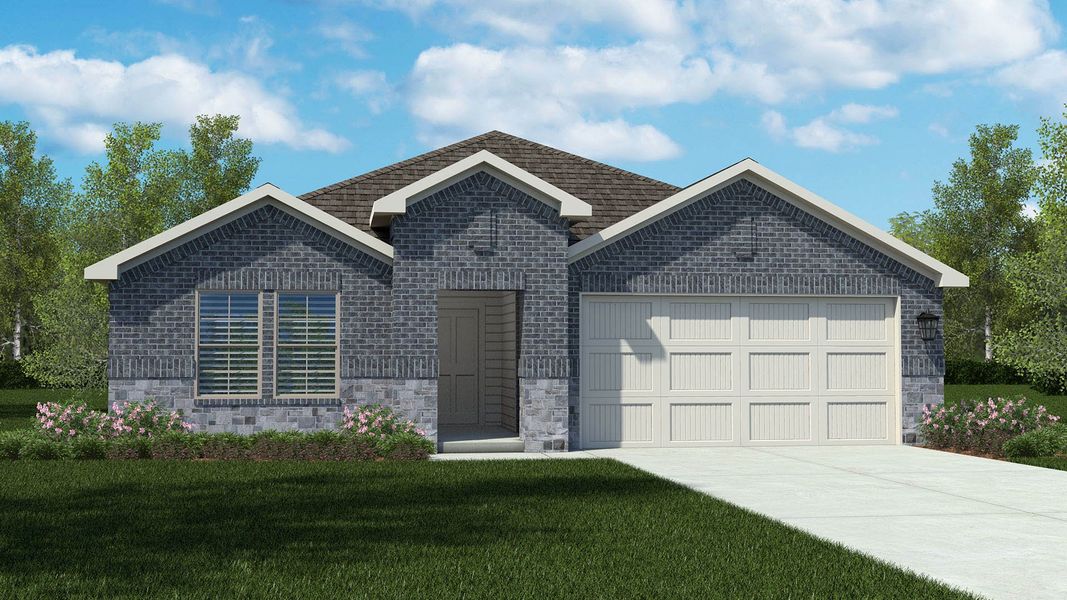 Representative exterior photo of a completed home built from the ELGIN by D.R. Horton in Longhorn Estates, Fort Worth, TX (Image 2). Representative exterior photo of a completed home built from the ELGIN by D.R. Horton in Longhorn Estates, Fort Worth, TX (Image 2).