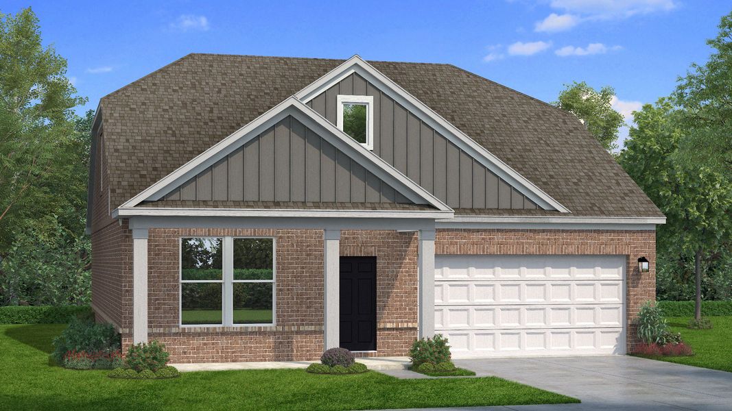 Representative exterior photo of a completed home built from the Greenwich by DRB Homes in Weavers Pointe, Zebulon, NC (Image 2).