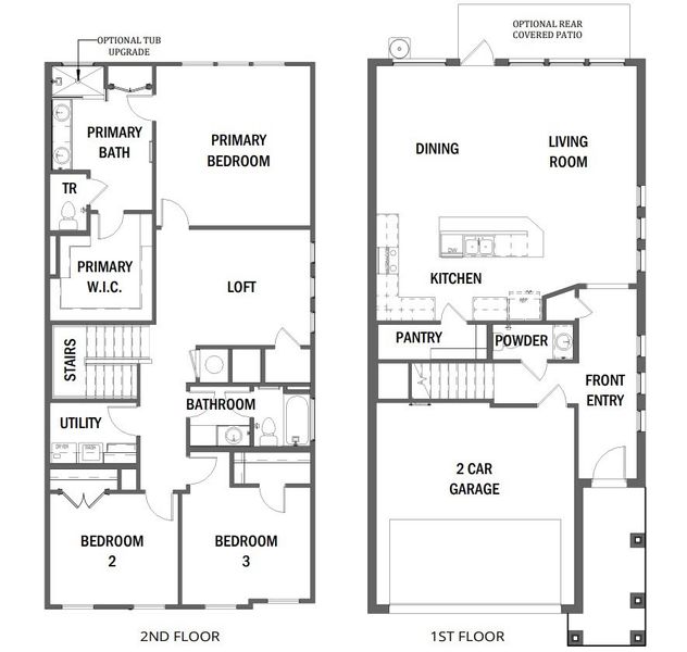 2D floor plan layout for the The Churchill by Rosehaven Homes in Friedrich Hill, San Antonio, TX (Image 3).