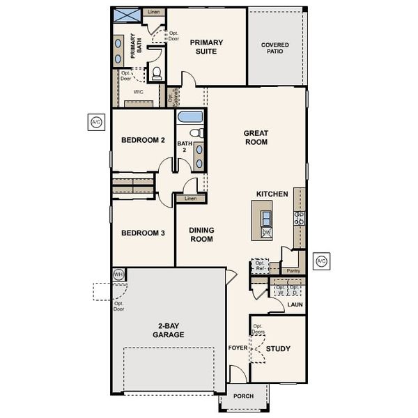 2D floor plan layout for the Raven by Century Communities in Montaña Vista, Buckeye, AZ (Image 3). 2D floor plan layout for the Raven by Century Communities in Montaña Vista, Buckeye, AZ (Image 3).
