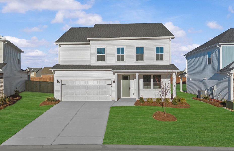 Front exterior of a new home in Fox Hollow, Spartanburg, SC, highlighting curb appeal (Image 19).