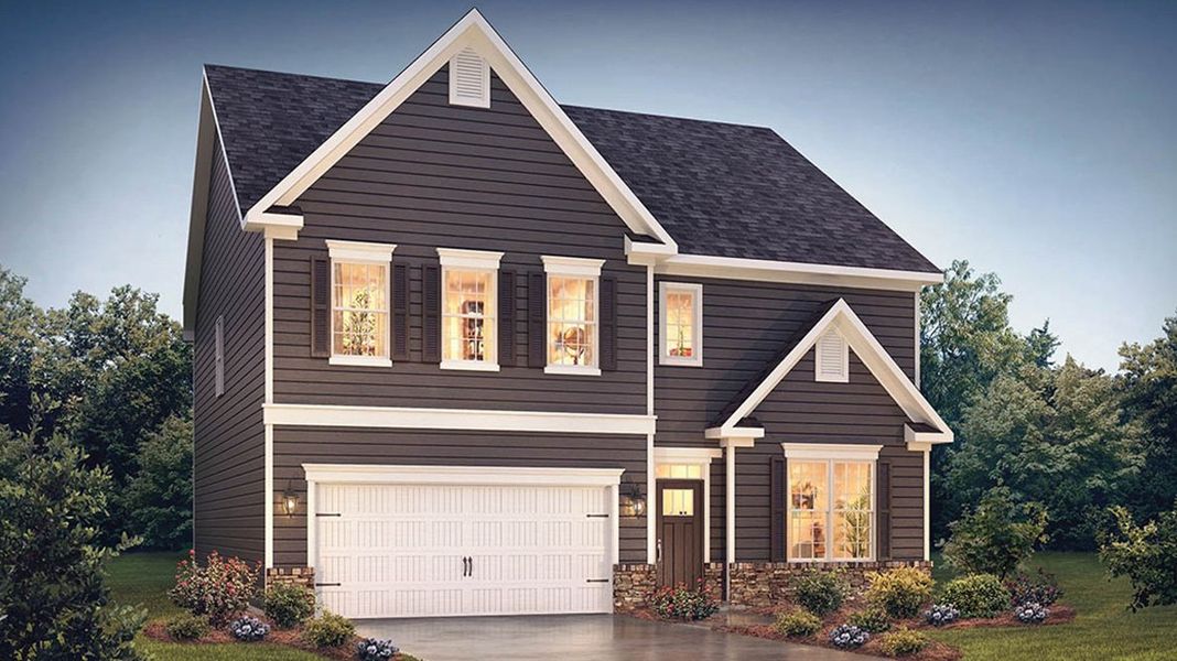 Representative exterior photo of a completed home built from the Summit by D.R. Horton in Evergreen Crossing, Locust Grove, GA (Image 26).