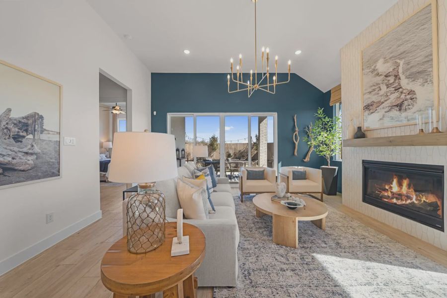 Representative furnished interior of a home built from the Hampton by Chesmar Homes in Meridiana 50's and 60's, Manvel (Image 53).