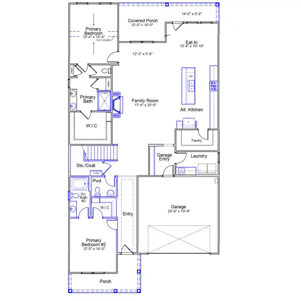 2D floor plan layout of this home in Cottages at Lake Emory, Inman, SC (Image 2).