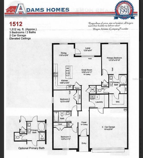 2D floor plan layout of this home in Watercress Cove, North Port, FL (Image 2).