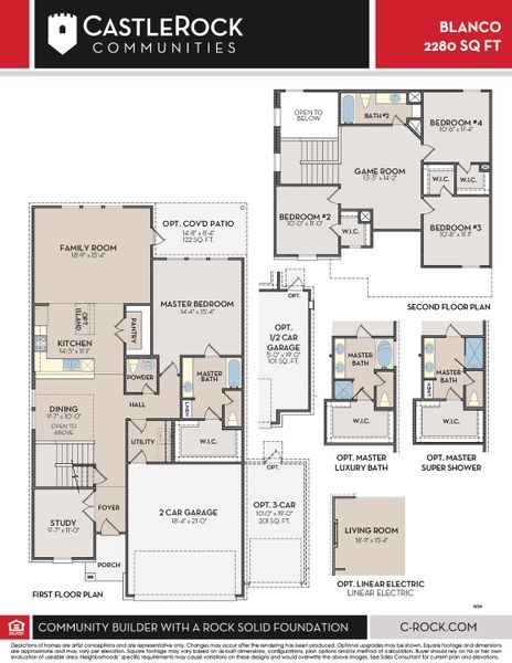 2D floor plan layout for the Blanco by CastleRock Communities in Canyons at Amhurst, San Antonio, TX (Image 3).