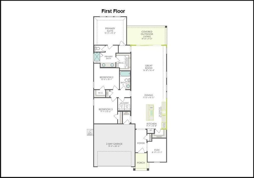 2D floor plan layout of this home in Treeline, Justin, TX (Image 2).