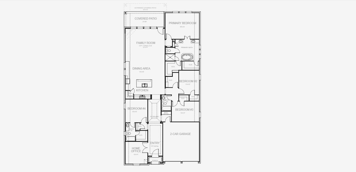 2D floor plan layout for the 2504W by Perry Homes in Briggs Ranch 50', San Antonio, TX (Image 4). 2D floor plan layout for the 2504W by Perry Homes in Briggs Ranch 50', San Antonio, TX (Image 4).