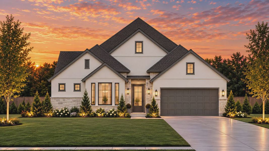 Representative exterior photo of a completed home built from the Drios by Chesmar Homes in Crescent Bluff, Georgetown, TX (Image 17).