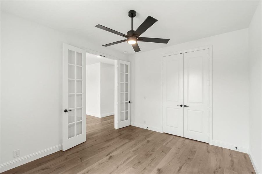 The Office features glass French Doors and a closet for storage, or just in case you need to use it as an additional bedroom.