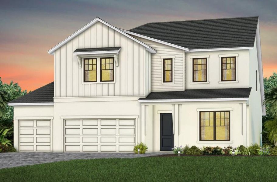 Front exterior of a new home in Marigold, Davie, FL, highlighting curb appeal (Image 1).