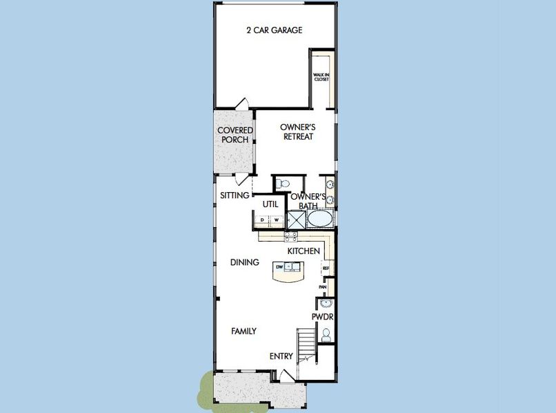 2D floor plan layout for the The Kingspark by David Weekley Homes in Jubilee - Cottages Row Collection, Hockley, TX (Image 3).