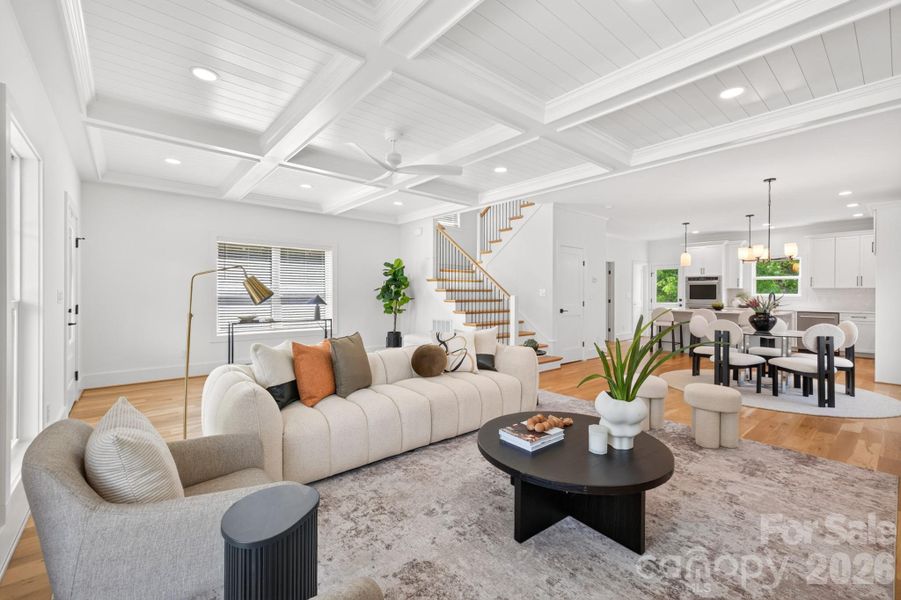 Coffered ceiling in the great room.