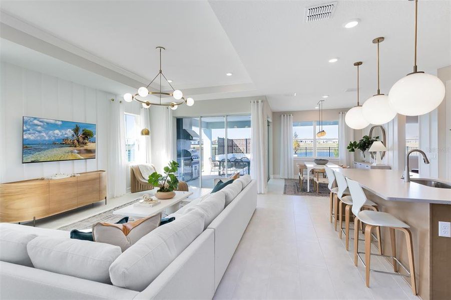 Model Home Design Only. Pictures and furnishings are for illustrative purposes only. Elevations, colors and options may vary. Furniture is for model home staging only.