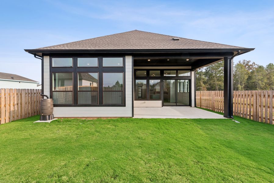Exterior details and patio area of a home in COLTON - Reserve Collection, Todd Mission (Image 4).