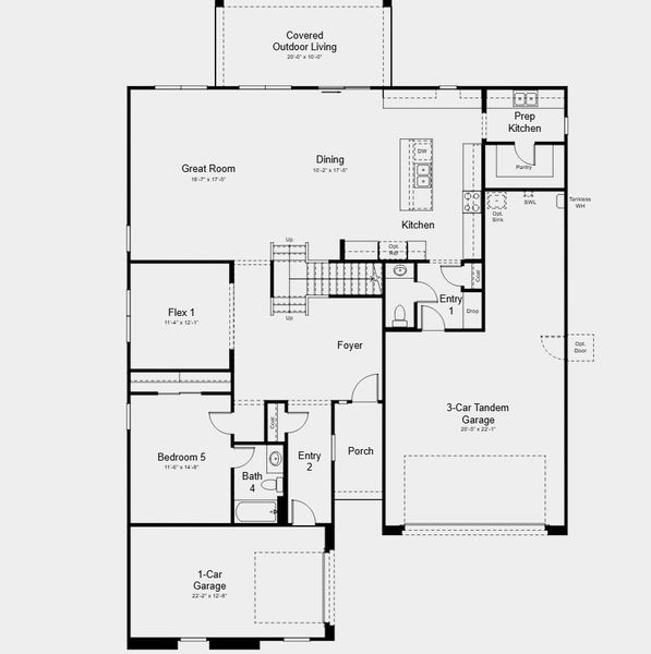 2D floor plan layout for the Glacier by Taylor Morrison in Ladera Trails, Peoria, AZ (Image 3).