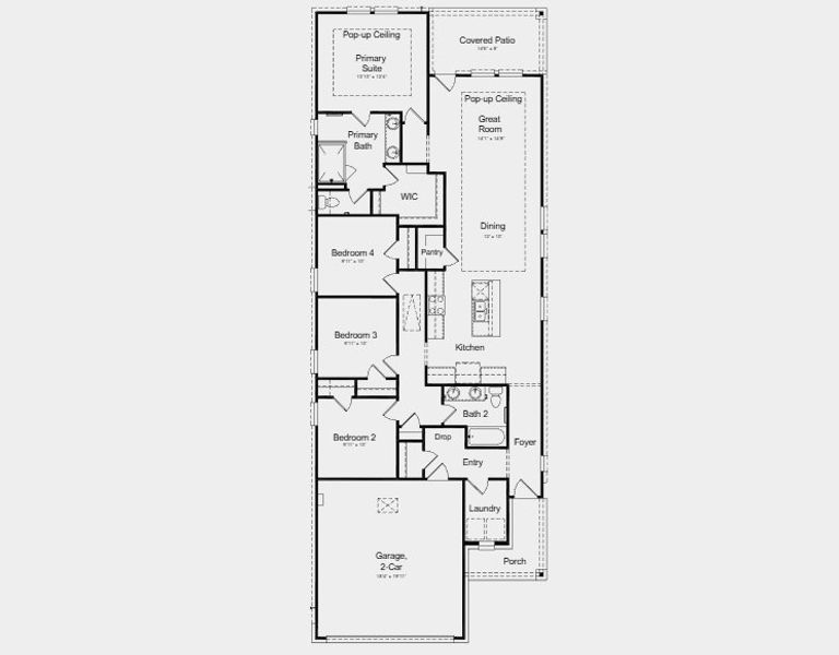 2D floor plan layout for the Dylan by Taylor Morrison in Ryehill, Rosenberg, TX (Image 3).