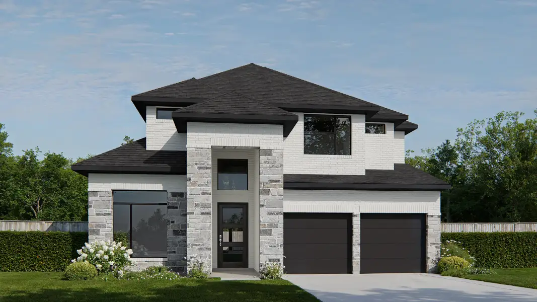 Representative exterior photo of a completed home built from the 2974W by Perry Homes in StoneCreek Estates, Rosenberg, TX (Image 2). Representative exterior photo of a completed home built from the 2974W by Perry Homes in StoneCreek Estates, Rosenberg, TX (Image 2).