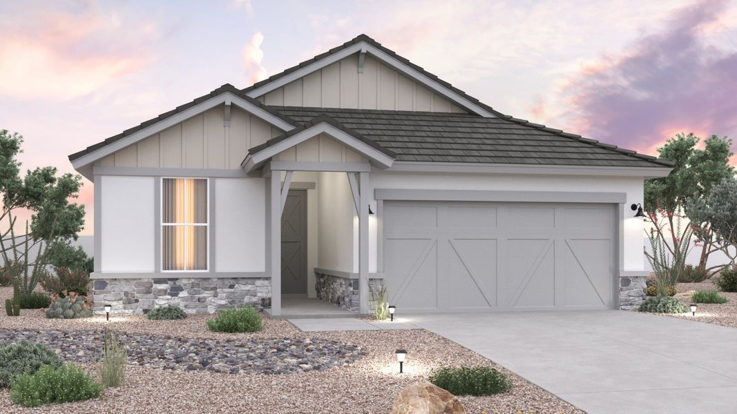 Representative exterior photo of a completed home built from the Acacia II by Brightland Homes in Teravalis, Buckeye, AZ (Image 2). Representative exterior photo of a completed home built from the Acacia II by Brightland Homes in Teravalis, Buckeye, AZ (Image 2).