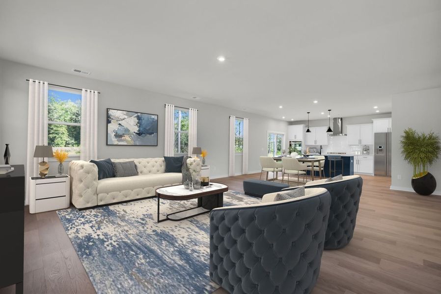 Family Room, Dining Area and Kitchen Family Room, Dining Area and Kitchen