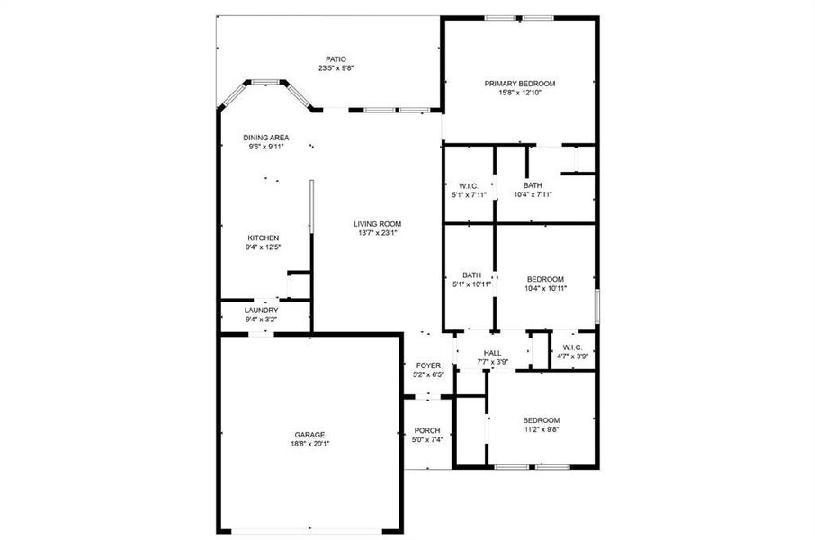 Spacious split bedroom floor plan