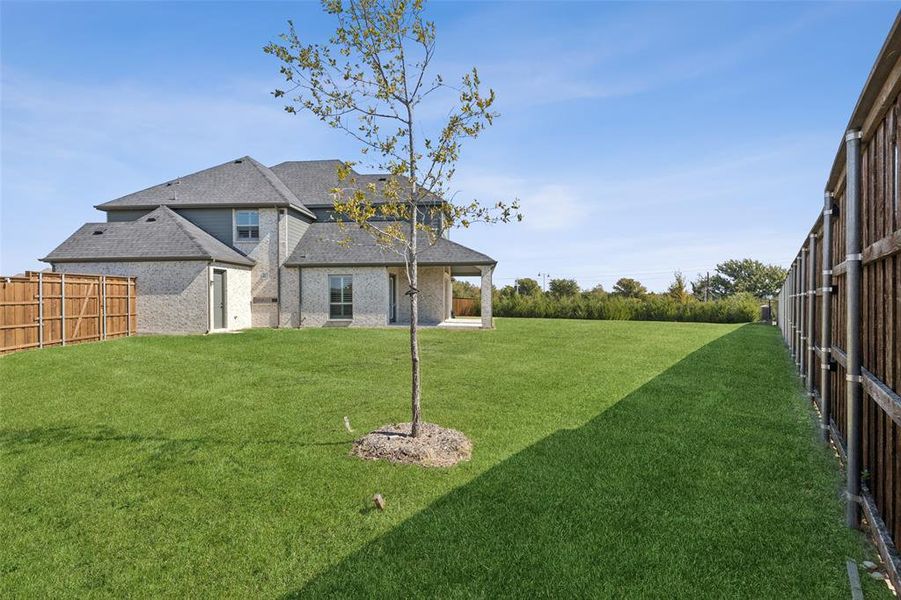 Exterior details and patio area of a home in Cambridge Estates, Prosper (Image 4). Exterior details and patio area of a home in Cambridge Estates, Prosper (Image 4).
