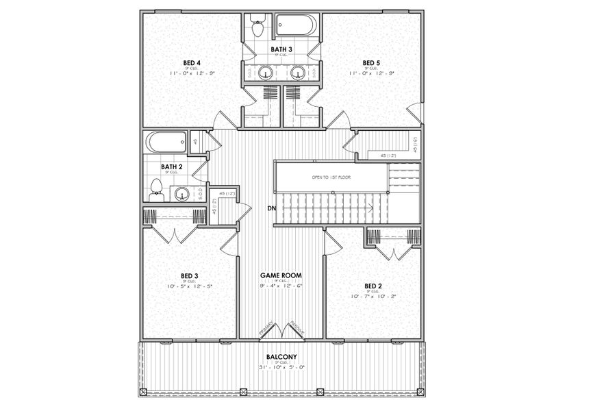 2D floor plan layout for the The Chateau French by Manuel Builders in Chapel Bend, Montgomery, TX (Image 4).