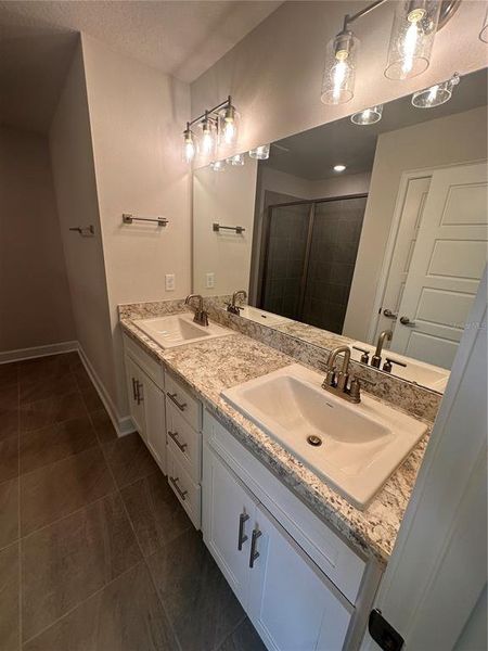 Master bathroom double sinks