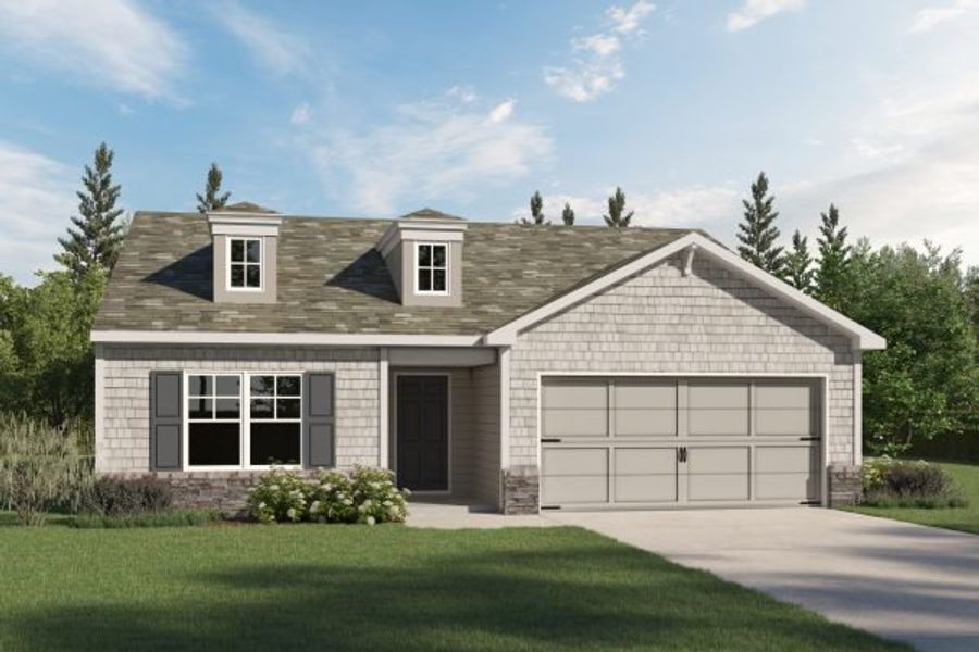 Representative exterior photo of a completed home built from the Hawthorne by Kerley Family Homes in Pevensie Manor, Powder Springs, GA (Image 6).