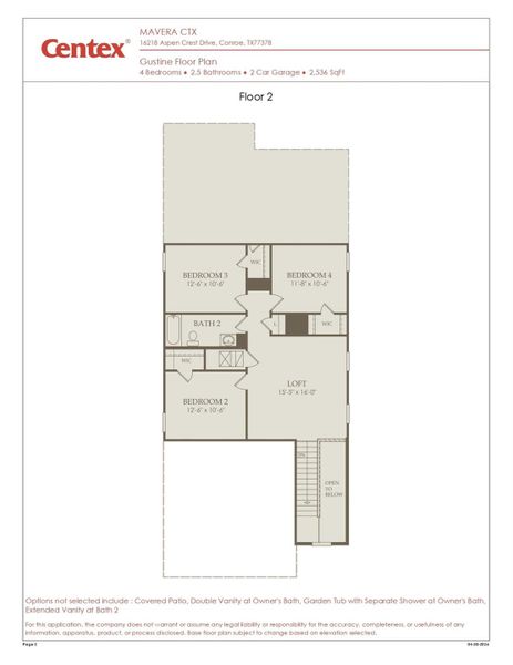 2D floor plan layout of this home in Mavera, Conroe, TX (Image 3).