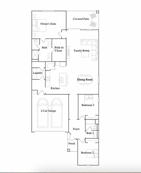 2D floor plan layout for the Inkwood by Lennar in Connerton: The Villas, Land O' Lakes, FL (Image 3).
