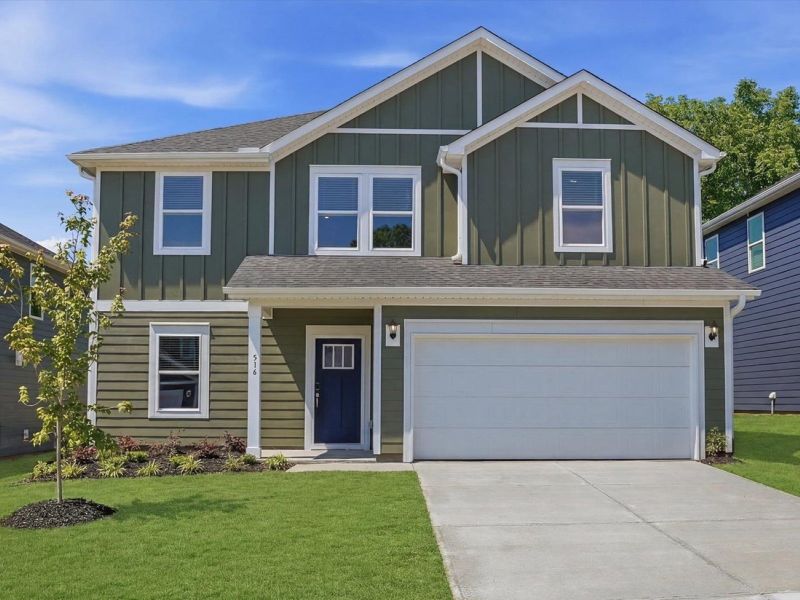 Front exterior of a new home in Crossing at Abner Creek, Greer, SC, highlighting curb appeal (Image 1). Front exterior of a new home in Crossing at Abner Creek, Greer, SC, highlighting curb appeal (Image 1).