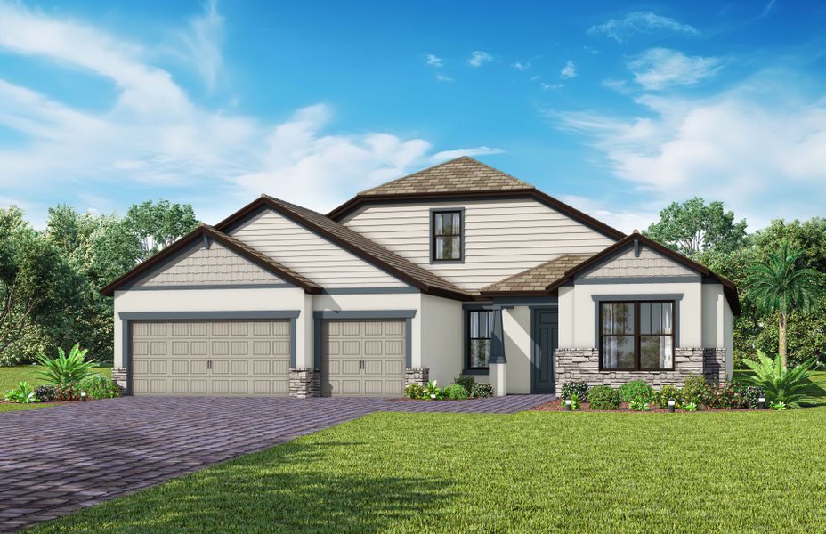 Representative exterior photo of a completed home built from the Stellar Grande by Del Webb in Del Webb Naples, Ave Maria, FL (Image 23).