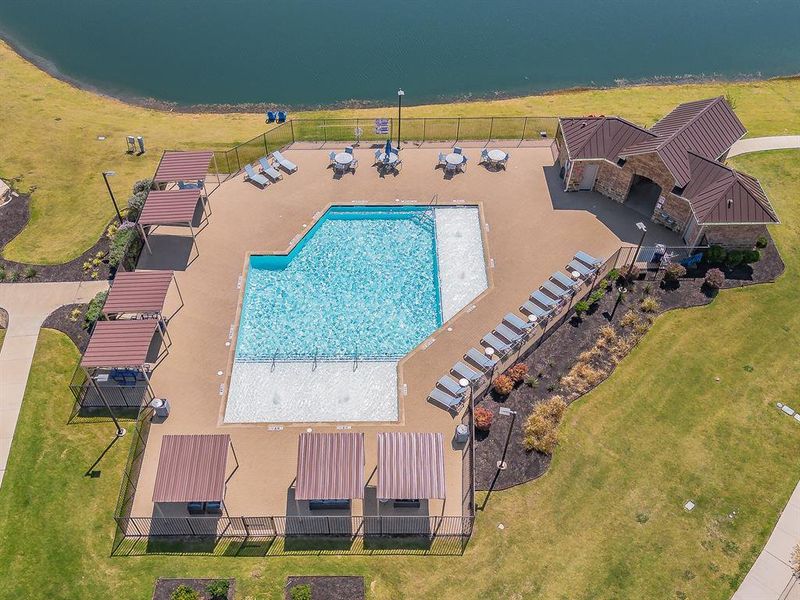Aerial view of a pool Aerial view of a pool