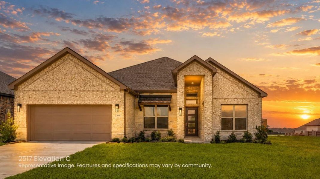 Front exterior of a new home in , Sealy, TX, highlighting curb appeal (Image 2). Front exterior of a new home in , Sealy, TX, highlighting curb appeal (Image 2).