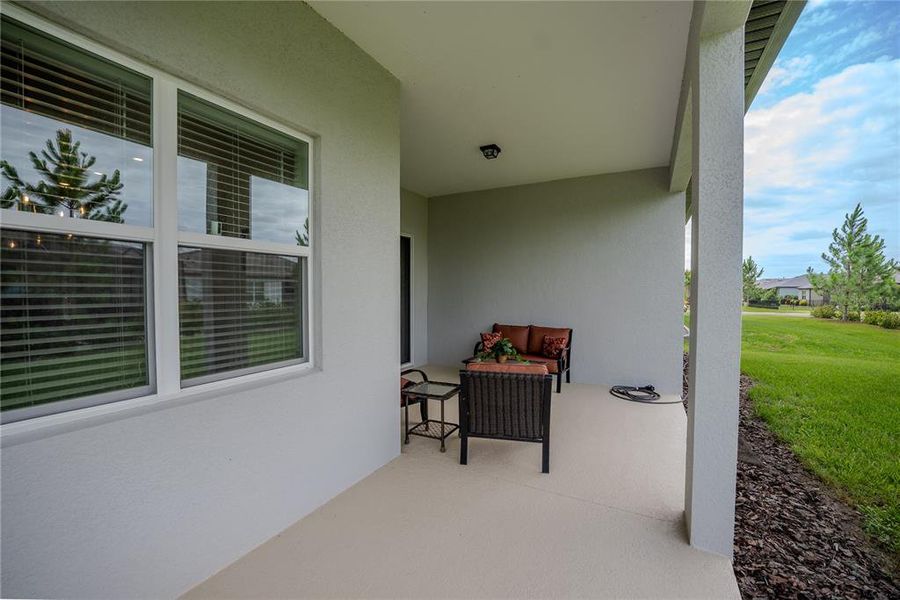 Exterior details and patio area of a home in Del Webb Stone Creek, Ocala (Image 28).
