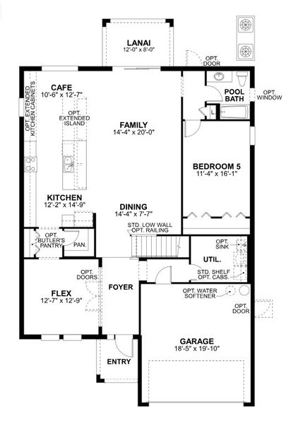 2D floor plan layout for the Coronado  III by M/I Homes in Connerton, Land O' Lakes, FL (Image 4).