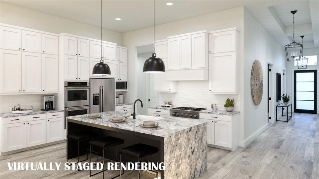 A dream kitchen that any chef would be proud to call their own!  VIRTUALLY STAGED RENDERING