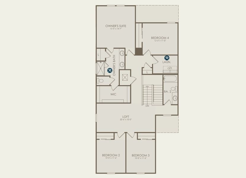 2D floor plan layout for the Trailside by Pulte Homes in Murray Farms, Middleburg, FL (Image 4).