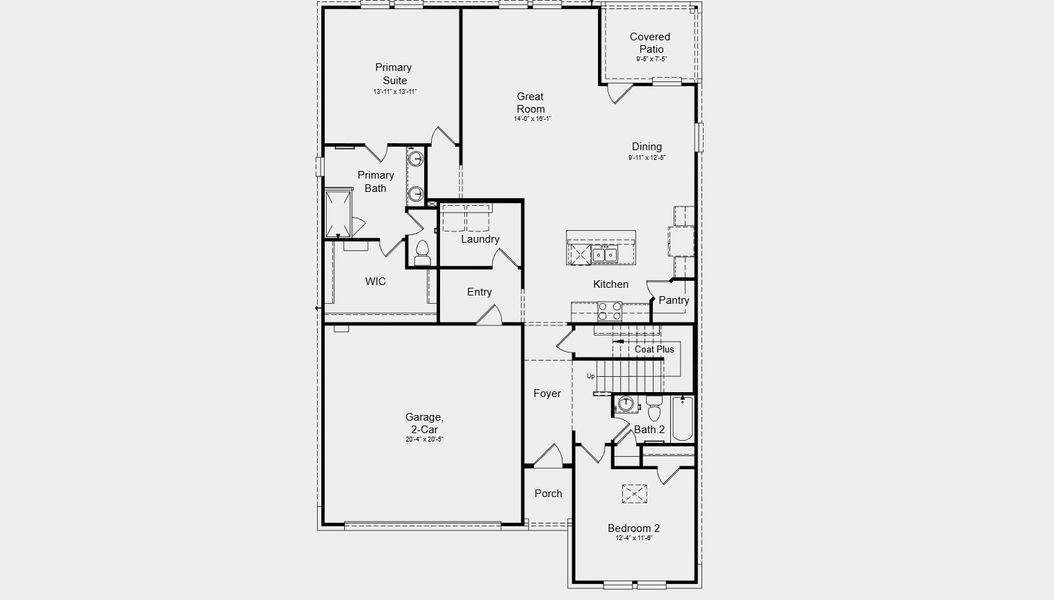 2D floor plan layout for the Leander by Taylor Morrison in Parks at Foster Crossing, Anna, TX (Image 4).