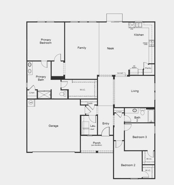 2D floor plan layout for the Plan 2115 by KB Home in Elyse Meadows, Lillington, NC (Image 4).