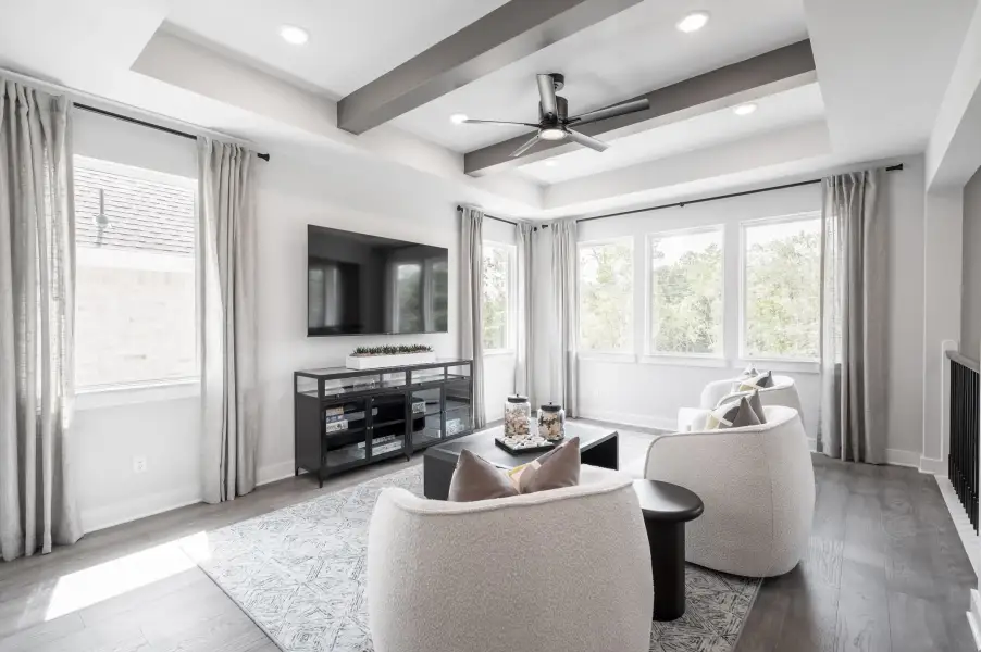 Furnished interior view inside a new home in Sienna 60’, Missouri City (Image 9). Furnished interior view inside a new home in Sienna 60’, Missouri City (Image 9).