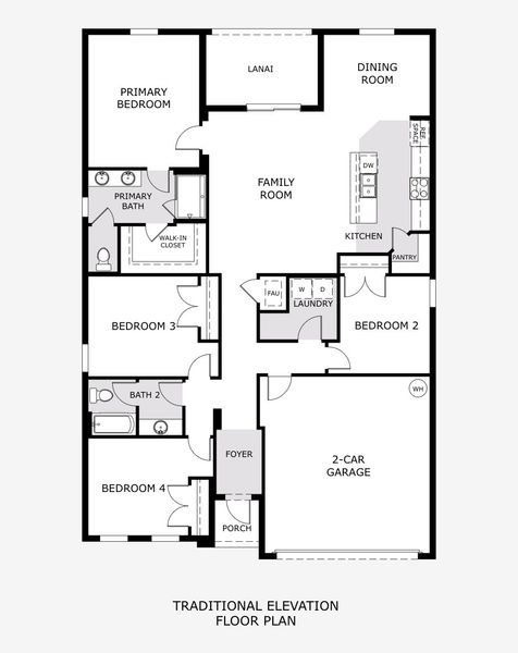 2D floor plan layout of this home in Brack Ranch, St. Cloud, FL (Image 2).