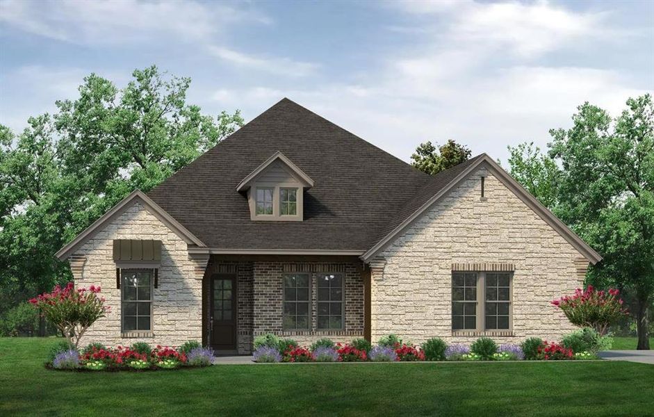 Front exterior of a new home in Clear Sky Addition, Valley View, TX, highlighting curb appeal (Image 1). Front exterior of a new home in Clear Sky Addition, Valley View, TX, highlighting curb appeal (Image 1).