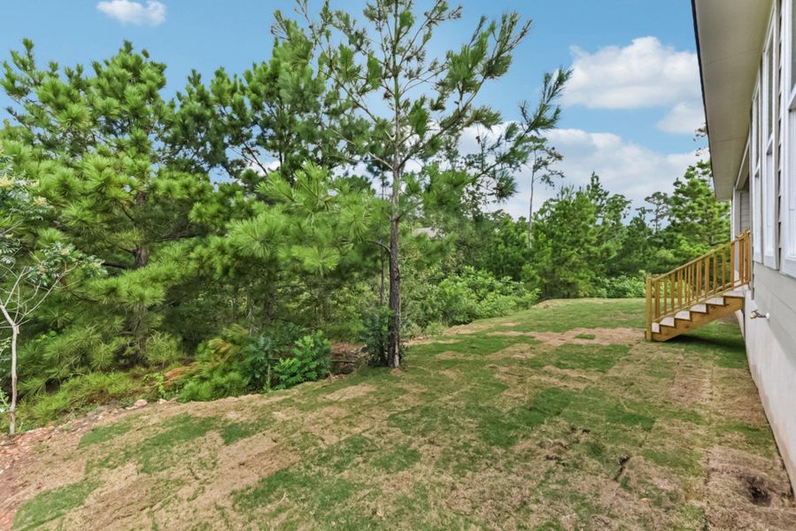 Property extends down the hill with lots of trees. Property extends down the hill with lots of trees.