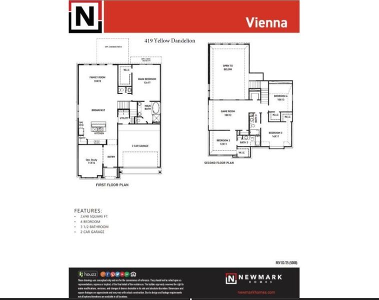 2D floor plan layout of this home in Harvest Green - Final Opportunities, Richmond, TX (Image 3).