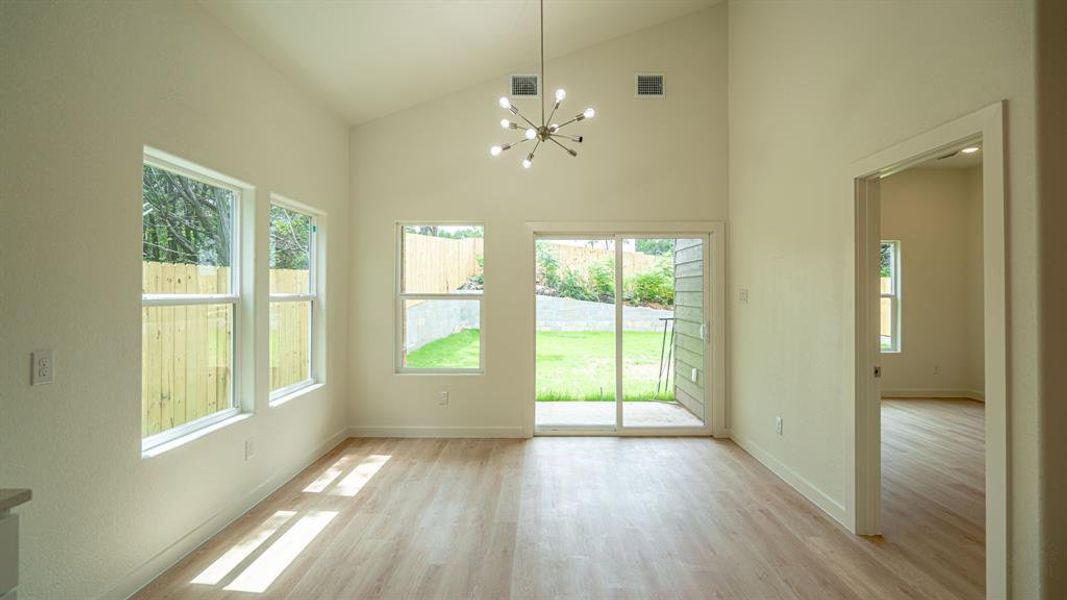 Dining area with sliding glass door to back patio