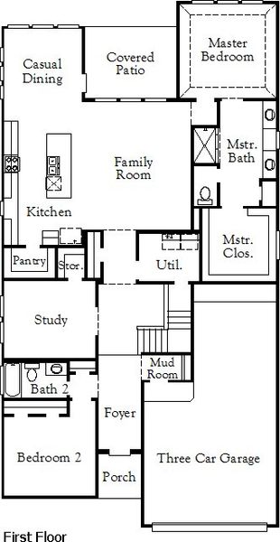 2D floor plan layout of this home in Parmer Ranch, Georgetown, TX (Image 3).