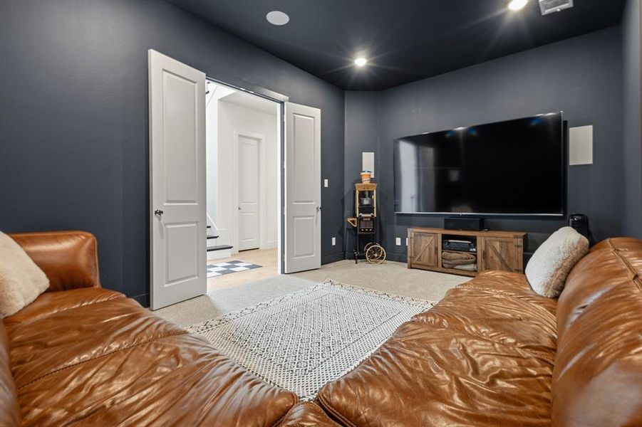 Downtairs media room for fun movie nights