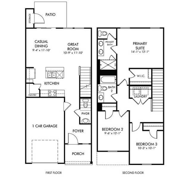 2D floor plan layout for the Topaz by Meritage Homes in Wexford Park Townes, Fountain Inn, SC (Image 3). 2D floor plan layout for the Topaz by Meritage Homes in Wexford Park Townes, Fountain Inn, SC (Image 3).